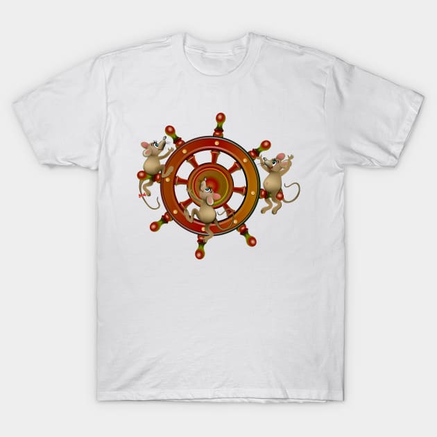 Funny mice sailing T-Shirt by Artist Natalja Cernecka